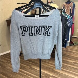 Gray PINK Sweatshirt Victoria Secret Off off shoulder